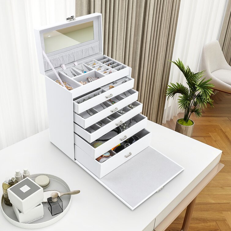 Homde 6 Layers Jewelry Organizer Fully Locking Large Jewelry Box